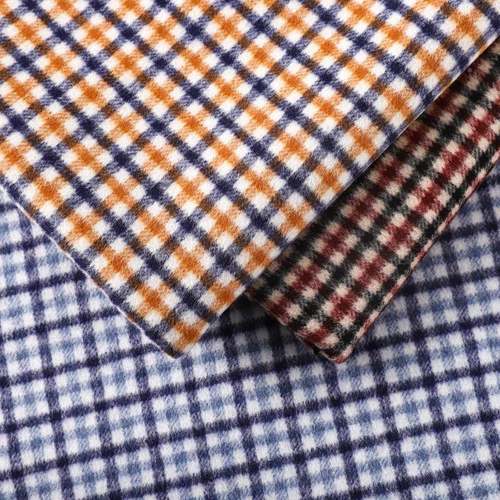 新款货字格双顺毛羊毛大面衣面田料850g粗纺秋HGU冬外套毛呢布现