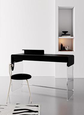 早迟中古风实梳白妆台家用卧室蜡木木长ZBR桌色化妆桌亚克力书黑