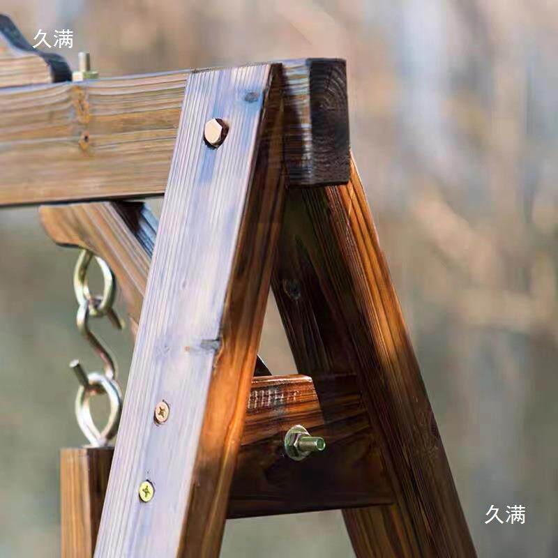 秋KMG千户人外庭院实木摇椅别墅椅露台吊双防腐木荡秋千人成吊椅