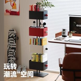 KML方盒书架客厅家用儿童转地角落卧置物架简易彩色室铁艺杂志架