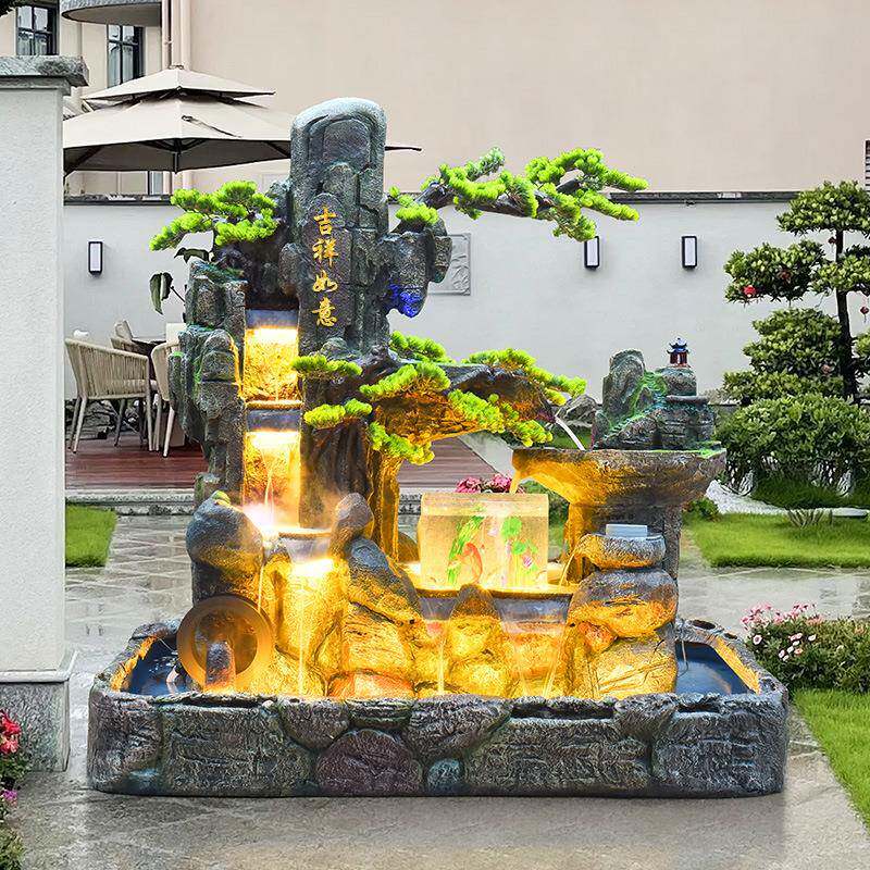 大型假山流JHY喷泉景户落外花园庭院造装饰阳台露台鱼池地水山水