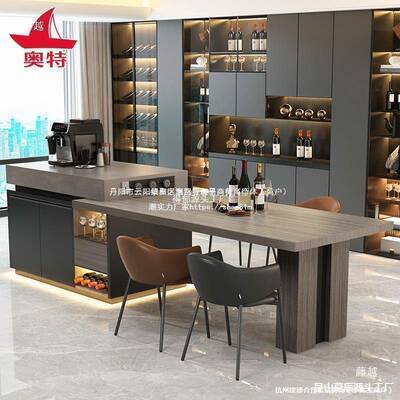 中岛台餐桌一体家用倒台轻奢感51618导台厨房岛台加柜单吧独板台