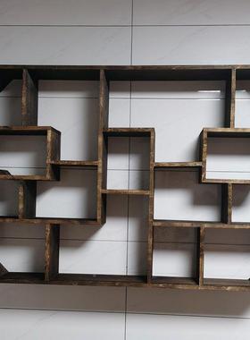 博古架木式挂件墙壁挂式置实物架中隔断多73宝阁格子架摆简约茶具