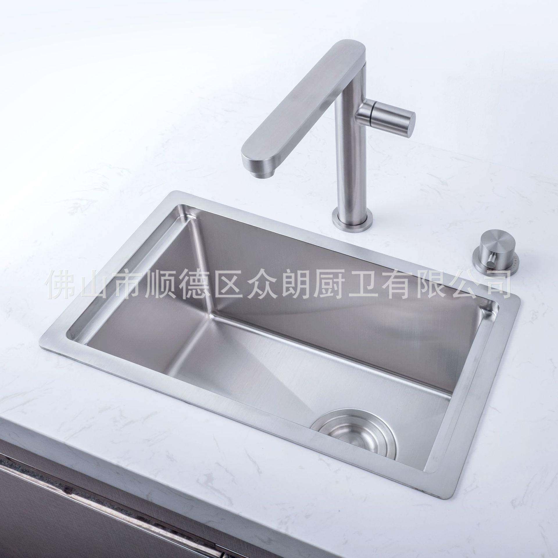 04锈钢带3盖板沥水篮吧台水槽拉丝小单台槽支持横不竖向安装2845