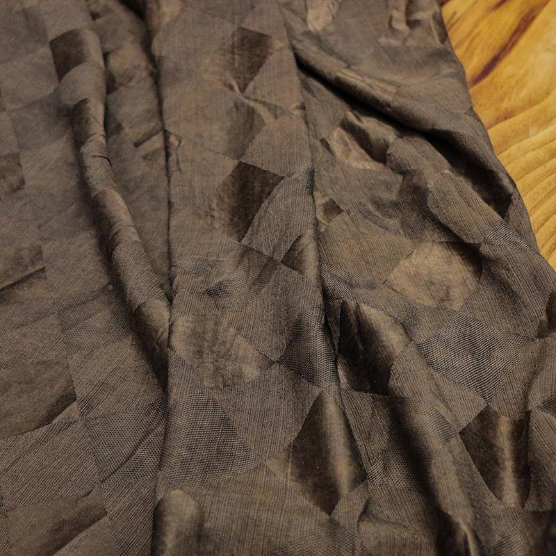 然柞丝蚕丝提花菱植形格莲蓬物染真布料新中式天服装设计师PMF面