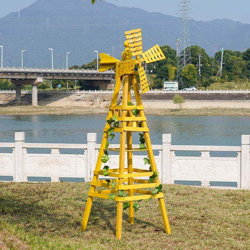 室外园花架户外艺庭院腐木架子防白爬色风车无品牌/月季藤架实木