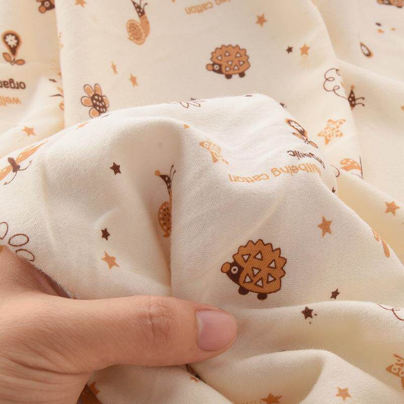 彩棉织针布料婴儿宝宝横条弹UJC服装全棉纱力棉磨印毛花童装环保