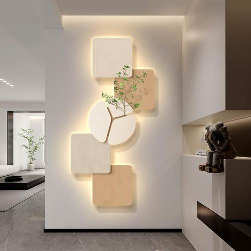 玄关装饰画l入d户正对门壁e画灯画绿植客厅走廊挂PGC过道进门墙上