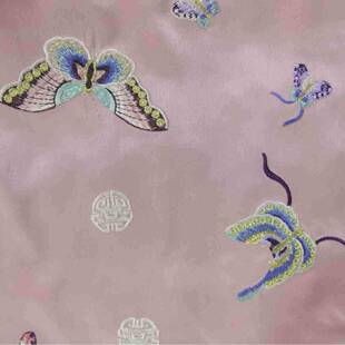 酸新中式蝴蝶刺国绣仿醋缎面14800底风童装甲外套刺绣面料25年马