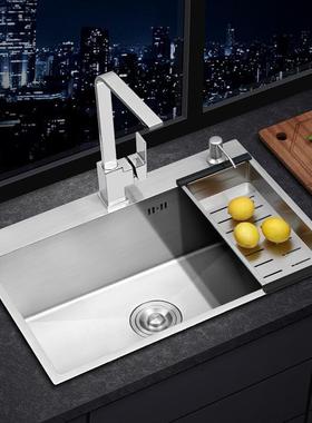 3PSF04锈钢拉丝手工单槽套家用厨房台上洗台下装菜不洗碗盆水槽包