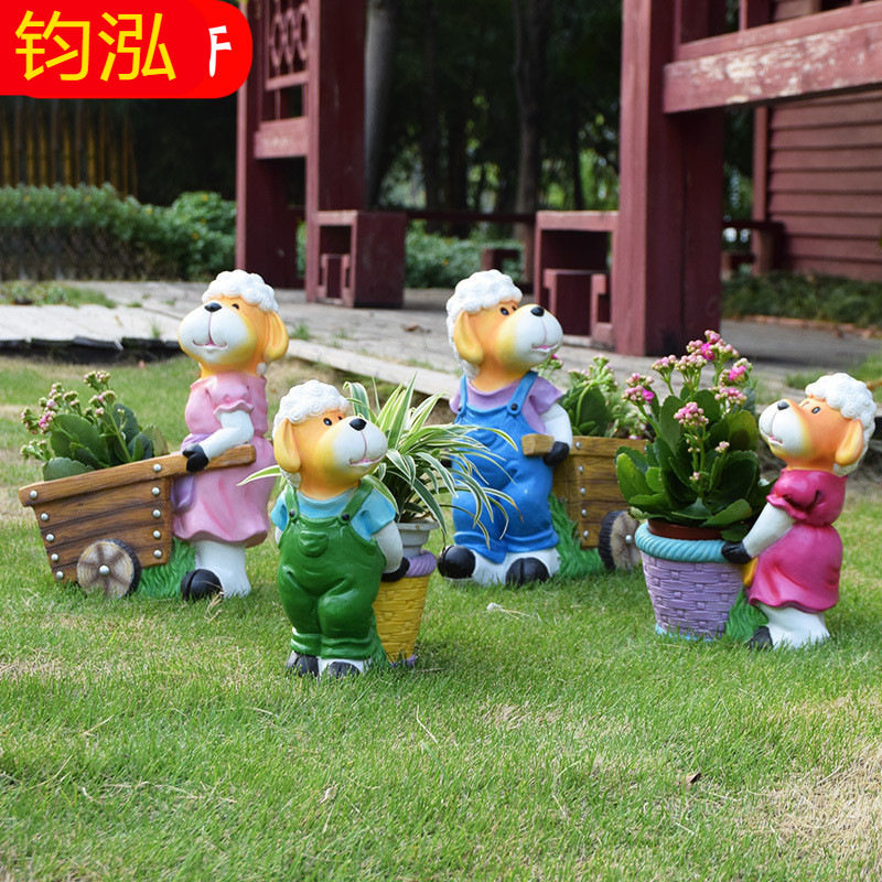 户外园林景观雕塑别墅花园庭院商场幼儿园装饰品卡通动物花缸摆件