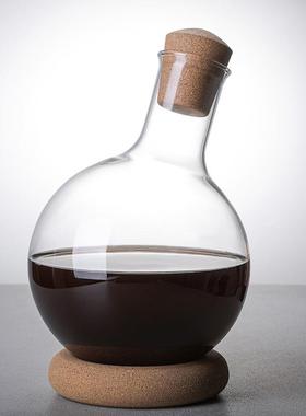 日式轻玻璃醒酒器高硼壶玻1ZY66906璃奢水壶家用红酒酒分器带底座