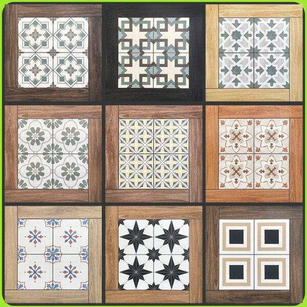 法式复古花砖600x600阳台卫生间商铺地砖木纹边防滑耐磨厨房瓷砖