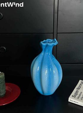 SilentWind寂风新中式蓝色陶瓷小花瓶客饭厅桌面玄关民宿花器摆件
