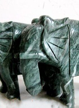 碧玉大象玉石象一对摆件客厅书房酒柜电视柜办公室桌面吉祥装饰品