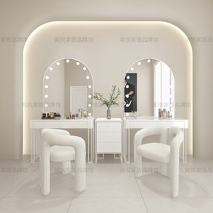 影楼化妆台带灯婚纱店摄影工作室美容院专用梳妆台彩妆店化妆镜台