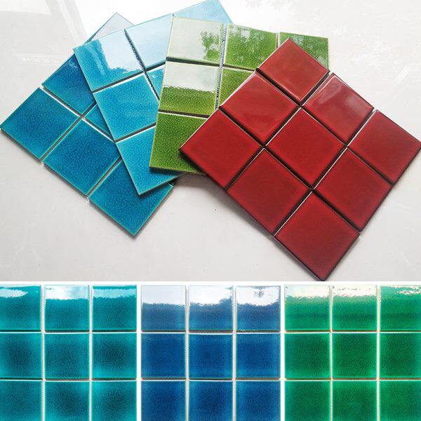 现代简约冰裂陶瓷马赛克瓷砖泳池卫生间厨房吧台背景墙小方砖蓝色