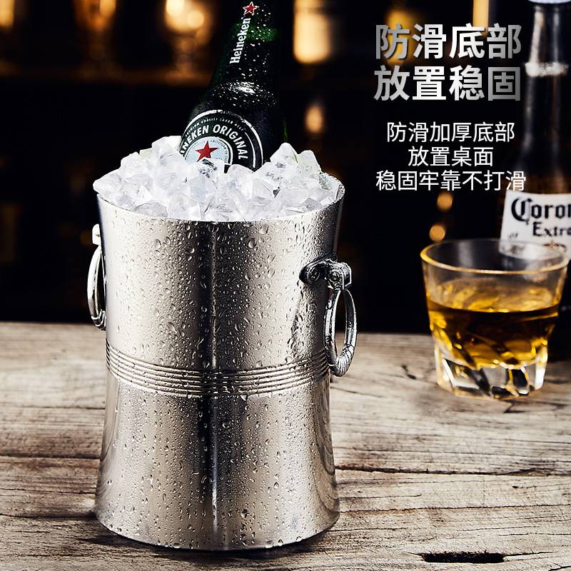 双层不锈钢冰桶香槟桶红酒桶冰啤酒桶冰粒桶酒吧KTV保温桶冰块