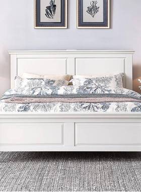 A6L实木1.8米现KSG木代简约美式双人白色床橡高箱床主卧家床具