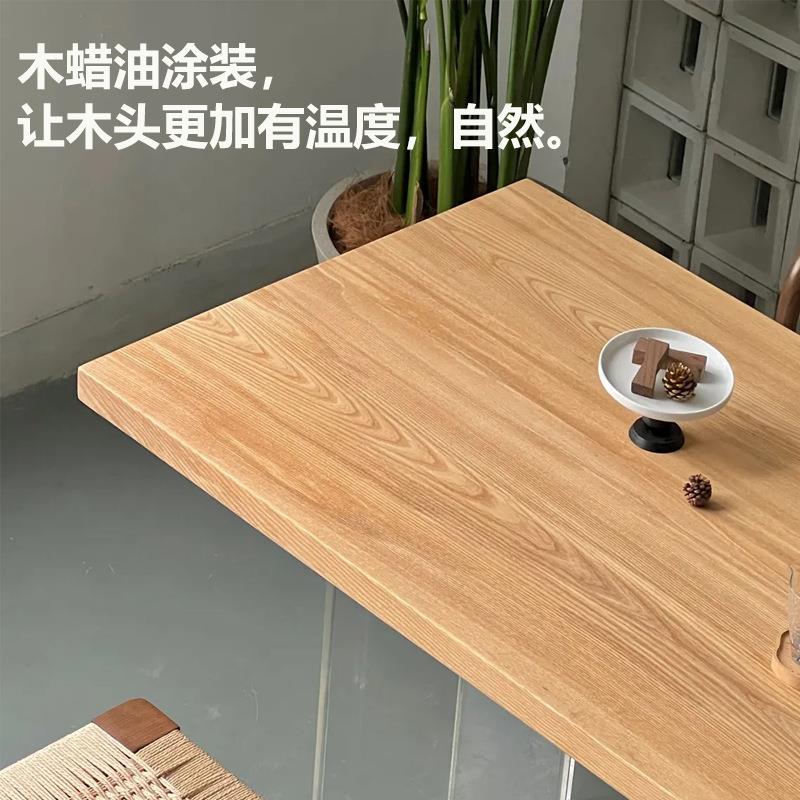 北茶美白蜡木实整板餐桌亚原克木力悬浮长桌去客厅化书桌木桌01大