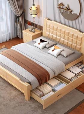 7加厚全实木床软T卧包单双人.5米11.8米WUT租房现代新中式简约主