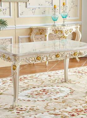 I欧式餐桌椅组合大理石2现代约家用小型户饭桌实木简美式长XT-mud