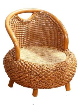 藤74660靠编背椅单人小椅用子阳台家客厅几榻榻米矮坐茶椅懒人沙