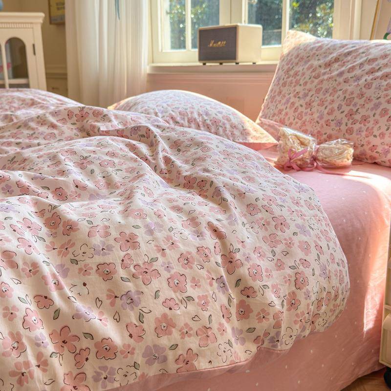 小棉清新纯棉被套单件季春全被罩三件QYF全棉宿舍单人被套三件套