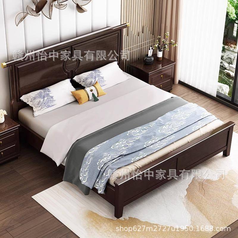 新中式实木床橡木高A03箱床1.5米.8m人床婚经济型双现代中式主1卧