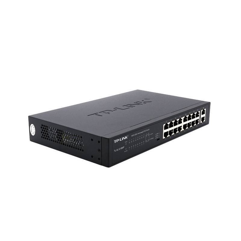 TP-LINK千兆上联SL1218MP国标16口POE供电16+2交换机48V监控专用