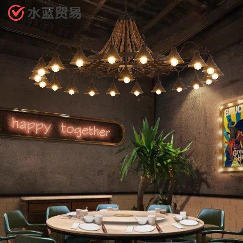 美式606复古风麻绳吊大灯餐厅客厢厅饭店包灯酒店铺风商用工业吊