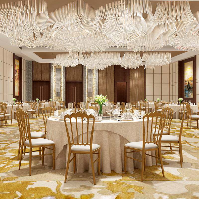 厂家轻奢酒店竹节椅 婚庆婚礼堂椅拿破仑椅古堡软包铁铝餐椅