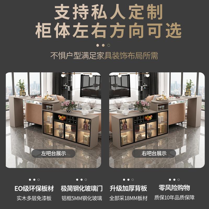 一餐缩边柜厨房吧台餐桌体家用转奢角轻吧台T021柜简约客厅伸隔断酒柜