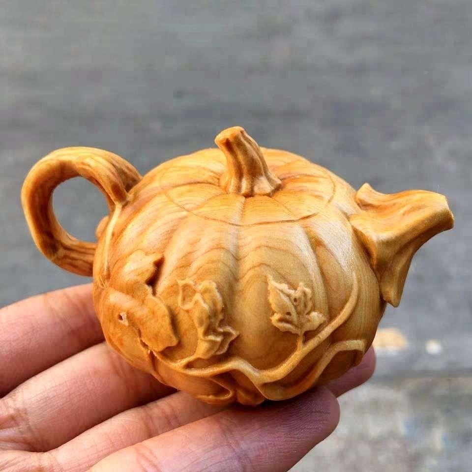 柏黄杨南崖瓜壶木手把件把玩件摆雕件工艺品木文玩A10045实木雕刻