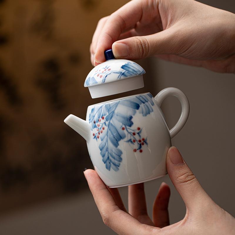 茶纯手工陶瓷泡茶手绘雨芭玉泥—玉蕉茶壶单壶带过夜滤家用大号壶