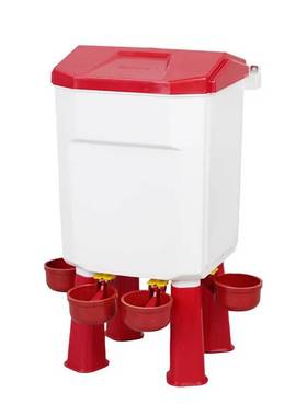 现货重力喂水喂食套装家禽鸡鸭鹅通用红色蓝色套装喂水养殖设备