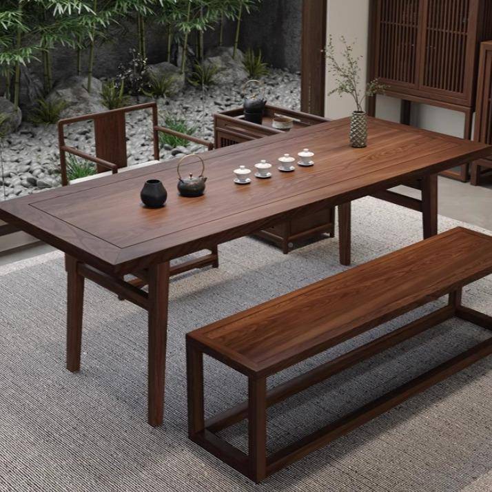 实木茶桌组椅功合办公室泡夫茶桌茶HUB室家用客厅泡茶台