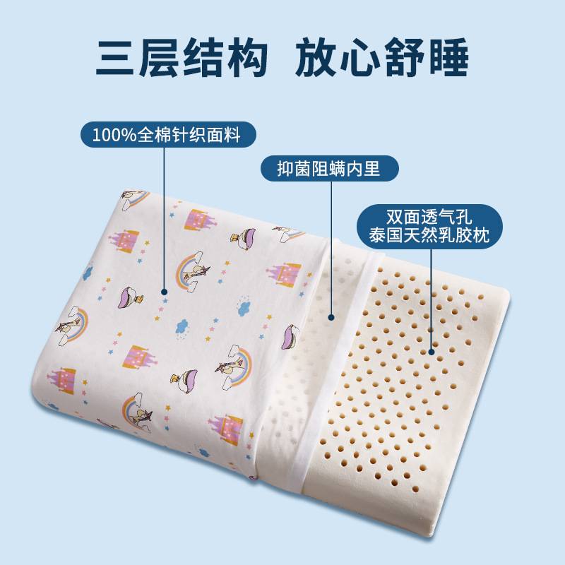 TAIHI泰嗨儿童乳胶枕0-12岁学生枕头泰国天然乳胶枕卡通护颈枕芯