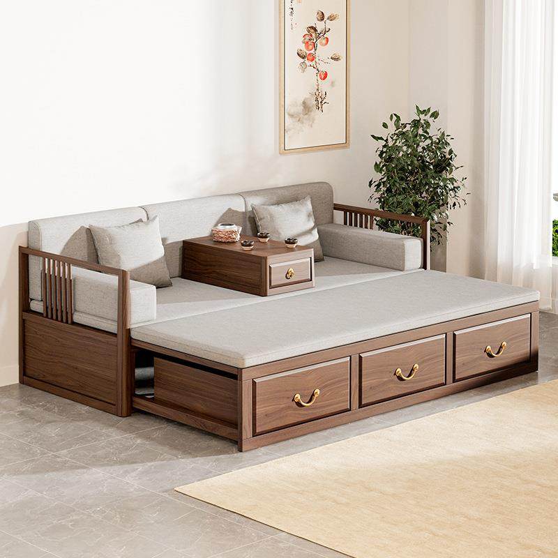 新中式罗汉床拉罗汉床00可伸缩全实木推床折叠两用户卧塌睡小型箱