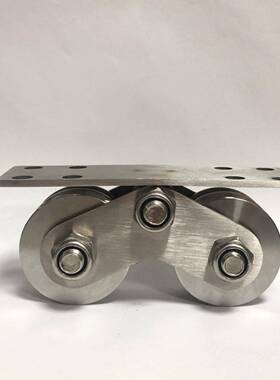 30254大不锈钢双槽道滑轮448轨双轮平移门轮子U型槽门地下轴承轨