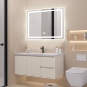 现代简约卫生间实木奶油风肤感一体盆浴室柜组合洗手脸盆洗漱台池