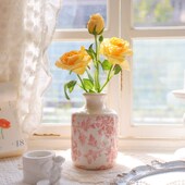 复古做旧冰裂纹陶瓷花瓶插花高级感收口小花瓶水培花器装 饰摆件