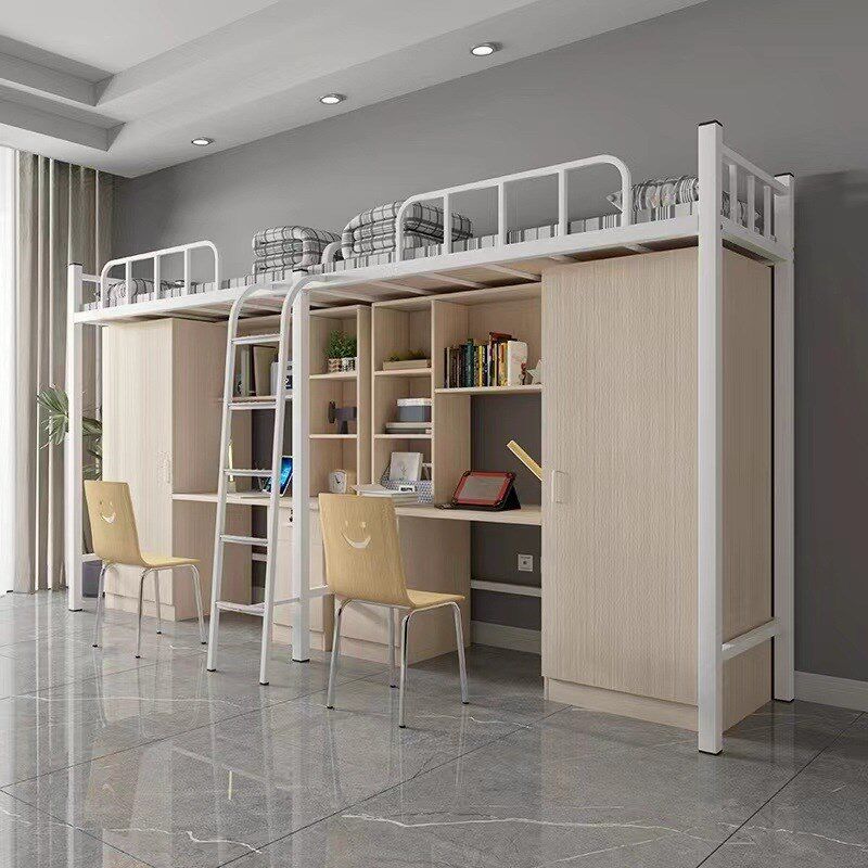 上床下桌公寓床大学生员工宿舍床铁架床上下铺下层书桌衣柜组合床