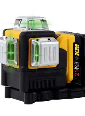高精度绿光12线水平仪 黄色充电式全方位标线仪 室内外贴墙贴地仪