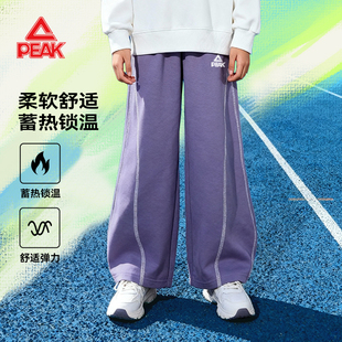 匹克童装女童弯刀裤加绒加厚冬季儿童裤子保暖初中生女孩长裤冬装