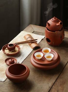 闽西榜炉童文OYF副宋圆炉手工小炭炉红泥工夫砂炉橄榄碳炉茶潮汕