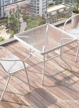 户外阳台小桌桌椅三件套休闲茶桌椅白色组00合折椅叠一两小户茶型