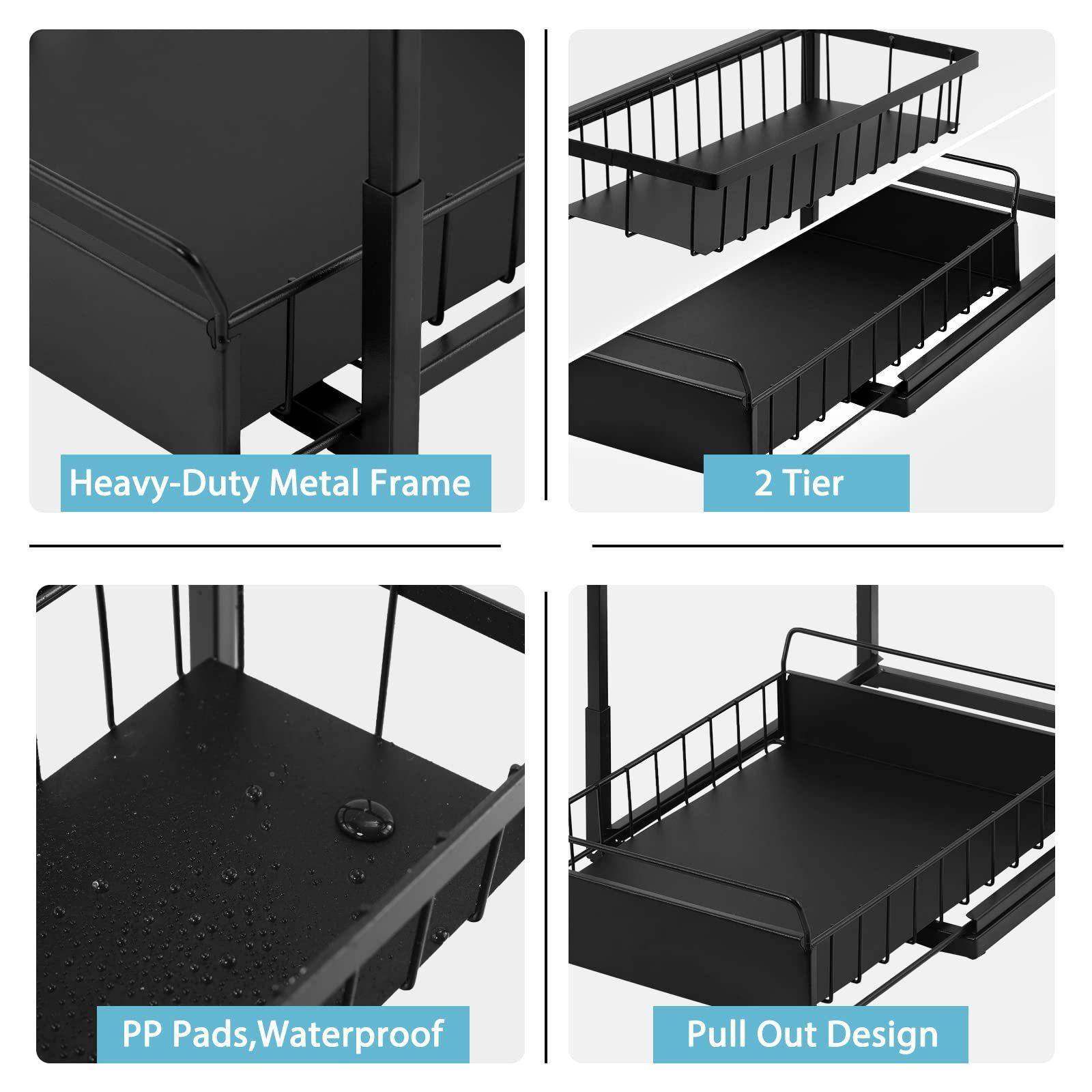 厨房架下水槽炭钢收纳卫生间储品物架拉式SCJ007-X橱柜台面抽调味
