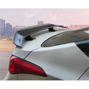 三厢轿车汽车通用尾翼飞机翼改装运动免打孔大定风翼带灯碳纤纹