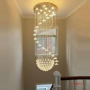 梯吊灯旋复式 楼梯间长吊灯现982代简约别墅水楼楼中楼客厅转晶大